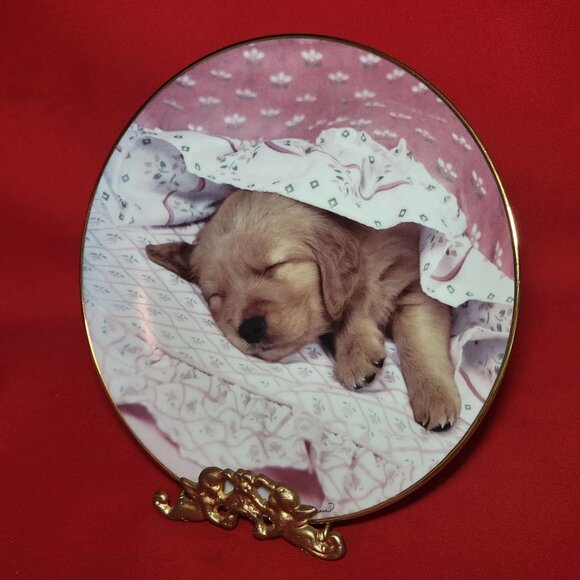Do Not Disturb Golden Puppy Portraits Plate The Hamilton Collection 1994 - Picture 10 of 11